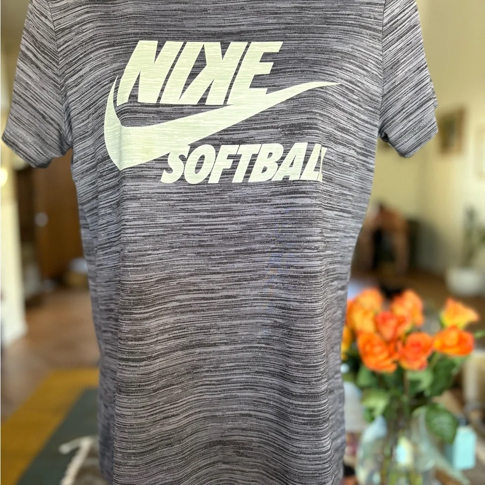 Nike Women's Black and White Softball Tee